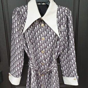 Trench Coat White Black Gold Fashion Women Casual Formal Wear Size M